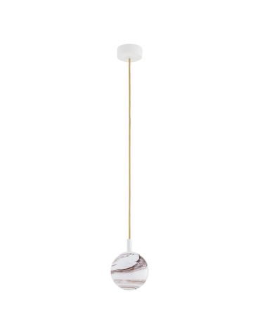 Argon ALMIROS 8451 lampa wisząca 1 pł., mała, klosz biało-brązowy (marmurek), elementy kremowe białe szkło, stal lakierow - produkt 2