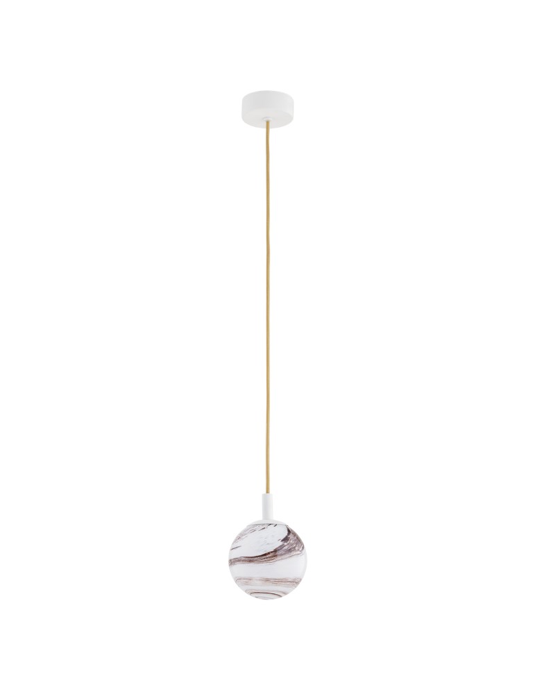Argon ALMIROS 8451 lampa wisząca 1 pł., mała, klosz biało-brązowy (marmurek), elementy kremowe białe szkło, stal lakierow Argon ALMIROS 8451 lampa wisząca 1 pł., mała, klosz biało-brązowy (marmurek), elementy kremowe białe szkło, stal lakierow