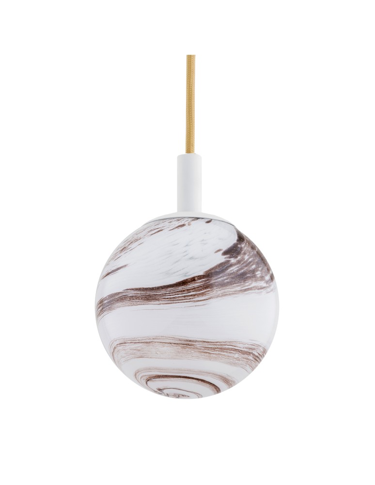 Argon ALMIROS 8451 lampa wisząca 1 pł., mała, klosz biało-brązowy (marmurek), elementy kremowe białe szkło, stal lakierow Argon ALMIROS 8451 lampa wisząca 1 pł., mała, klosz biało-brązowy (marmurek), elementy kremowe białe szkło, stal lakierow