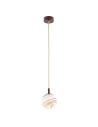 Argon ALMIROS 8452 lampa wisząca 1 pł., mała, klosz biało-brązowy (marmurek), elementy brązowy czekoladowy szkło, stal la