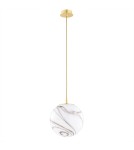 Lampy wiszące pojedyncze - Argon ALMIROS 8447 lampa wisząca 1 pł., średnia, klosz biało-brązowy (marmurek), elementy mosiądz szkło, mosiądz, oplot  - product 2