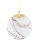 Lampy wiszące pojedyncze - Argon ALMIROS 8447 lampa wisząca 1 pł., średnia, klosz biało-brązowy (marmurek), elementy mosiądz szkło, mosiądz, oplot  - product 3
