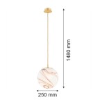 Lampy wiszące pojedyncze - Argon ALMIROS 8447 lampa wisząca 1 pł., średnia, klosz biało-brązowy (marmurek), elementy mosiądz szkło, mosiądz, oplot  - product 7