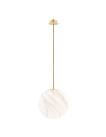 Argon ALMIROS 8448 lampa wisząca 1 pł., duża, klosz biało-brązowy (marmurek), elementy mosiądz szkło, mosiądz, oplot baw