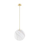 Lampy wiszące pojedyncze - Argon ALMIROS 8448 lampa wisząca 1 pł., duża, klosz biało-brązowy (marmurek), elementy mosiądz szkło, mosiądz, oplot baw - product 2