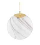 Lampy wiszące pojedyncze - Argon ALMIROS 8448 lampa wisząca 1 pł., duża, klosz biało-brązowy (marmurek), elementy mosiądz szkło, mosiądz, oplot baw - product 3