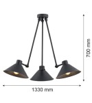 Lampy wiszące - Argon ALTEA lampa wisząca 3 pł. 3x15W (max) czarny struktura 1452 - product 4
