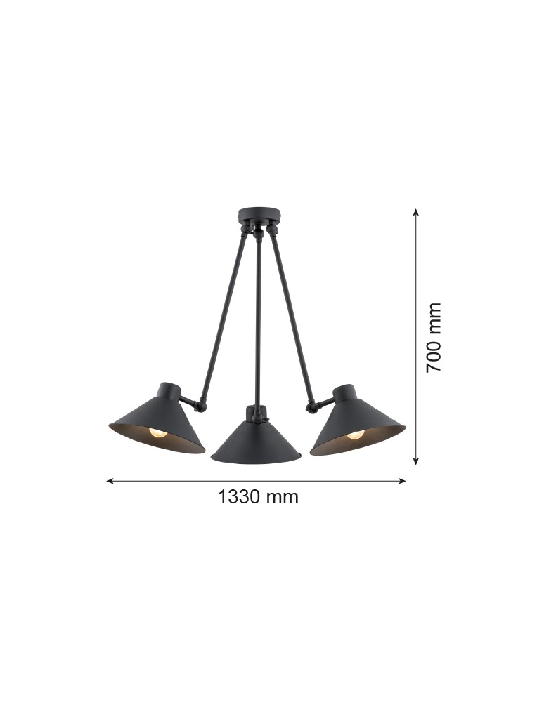 Lampy wiszące - Argon ALTEA lampa wisząca 3 pł. 3x15W (max) czarny struktura 1452 - product kolory-swiatla.pl 4