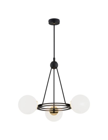 Argon AMALFI żyrandol 3 pł. 3x15W (max) opal mat czarny struktura 6150