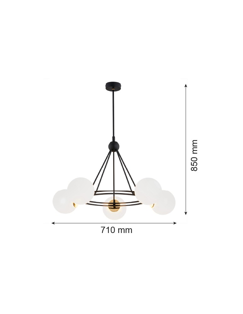 Argon AMALFI żyrandol 5 pł. 5x15W (max) opal mat czarny struktura 2119 Argon AMALFI żyrandol 5 pł. 5x15W (max) opal mat czarny struktura 2119