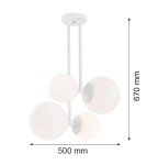 Lampy wiszące kule - Argon ASPEN lampa wisząca 4 pł. 4x15W (max) opal mat biały struktura 1644 - product 3