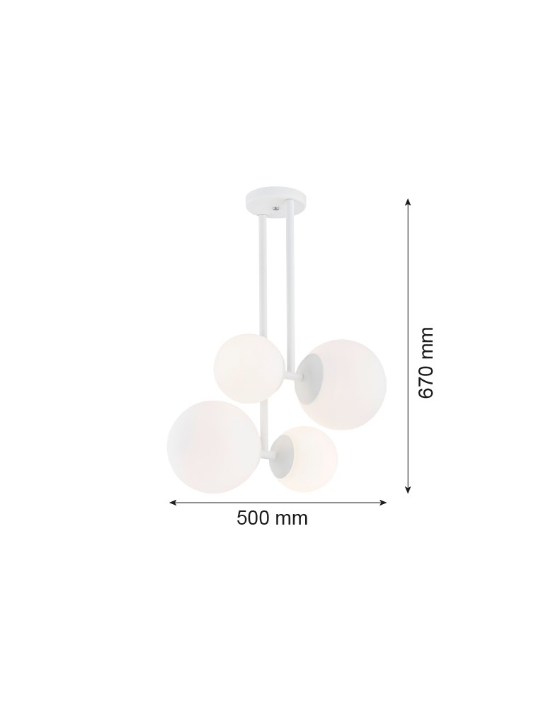 Argon ASPEN lampa wisząca 4 pł. 4x15W (max) opal mat biały struktura 1644