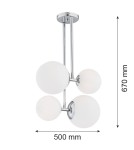 Lampy wiszące kule - Argon ASPEN lampa wisząca 4 pł. 4x15W (max) opal mat chrom 1646 - product 2