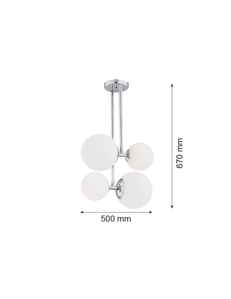 Lampy wiszące kule - Argon ASPEN lampa wisząca 4 pł. 4x15W (max) opal mat chrom 1646 - product kolory-swiatla.pl 2