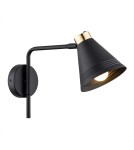 Kinkiety na wysięgniku - Argon AVALONE kinkiet 1 pł. 1x15W (max) czarny struktura elementy mosiądzowane 8008 - product 1