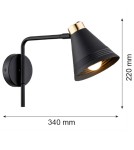Kinkiety na wysięgniku - Argon AVALONE kinkiet 1 pł. 1x15W (max) czarny struktura elementy mosiądzowane 8008 - product 5