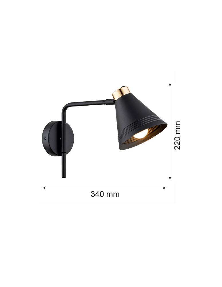 Argon AVALONE kinkiet 1 pł. 1x15W (max) czarny struktura elementy mosiądzowane 8008