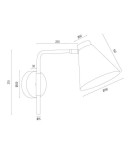 Kinkiety na wysięgniku - Argon AVALONE kinkiet 1 pł. 1x15W (max) czarny struktura elementy mosiądzowane 8008 - product 6