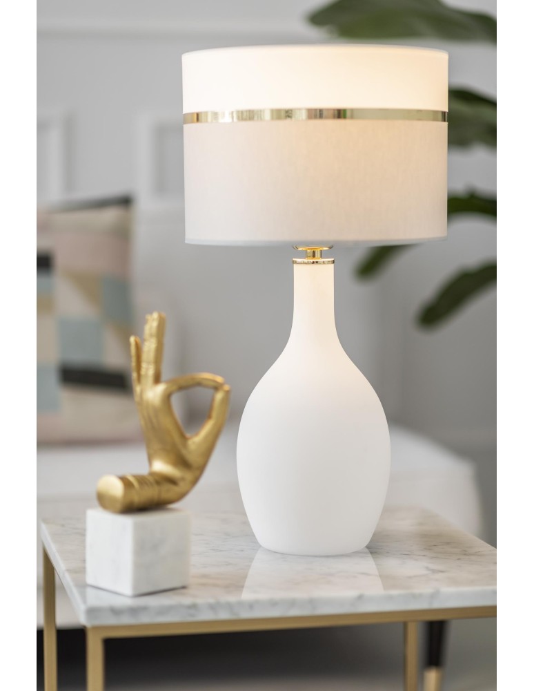 Argon BEJA lampa stołowa 1 pł. 1x15W (max) biało szary ze złotym dekorem biała podstawa połysk 4359