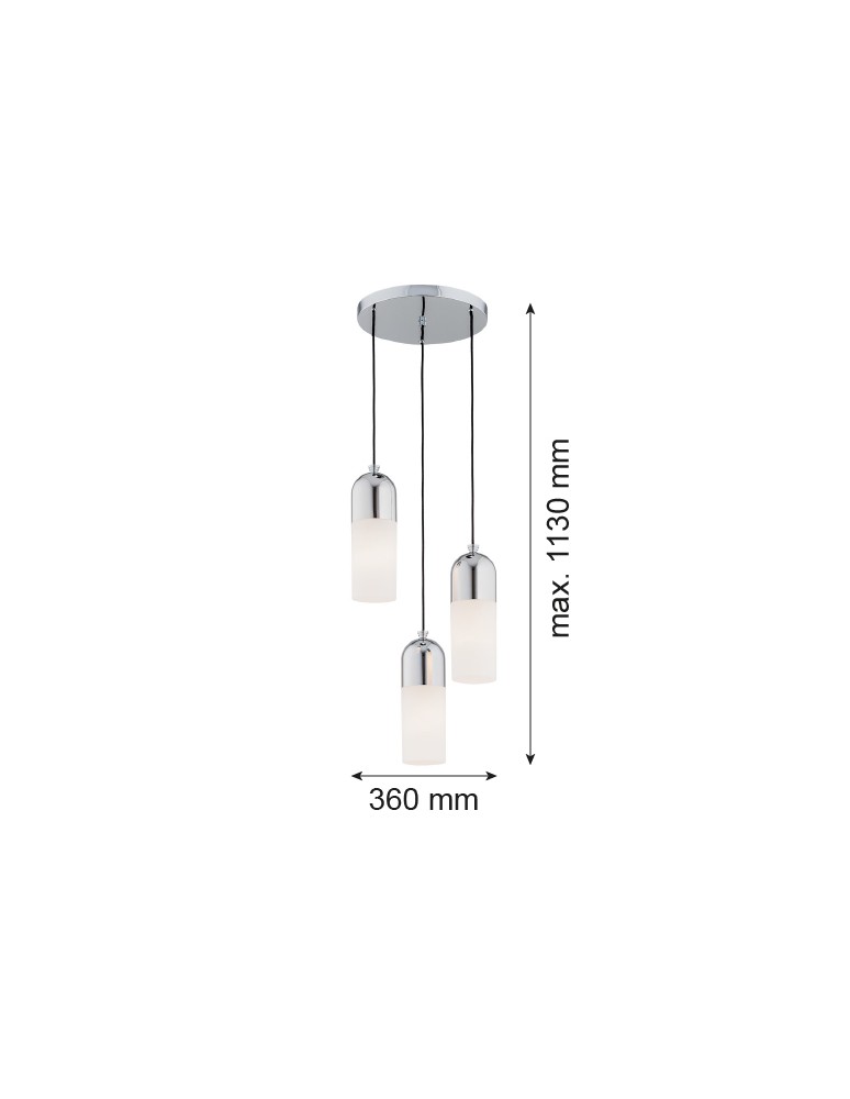 Argon BURGOS lampa wisząca 3 pł. okrągła podsufitka 3x15W (max) opal mat chrom 1465