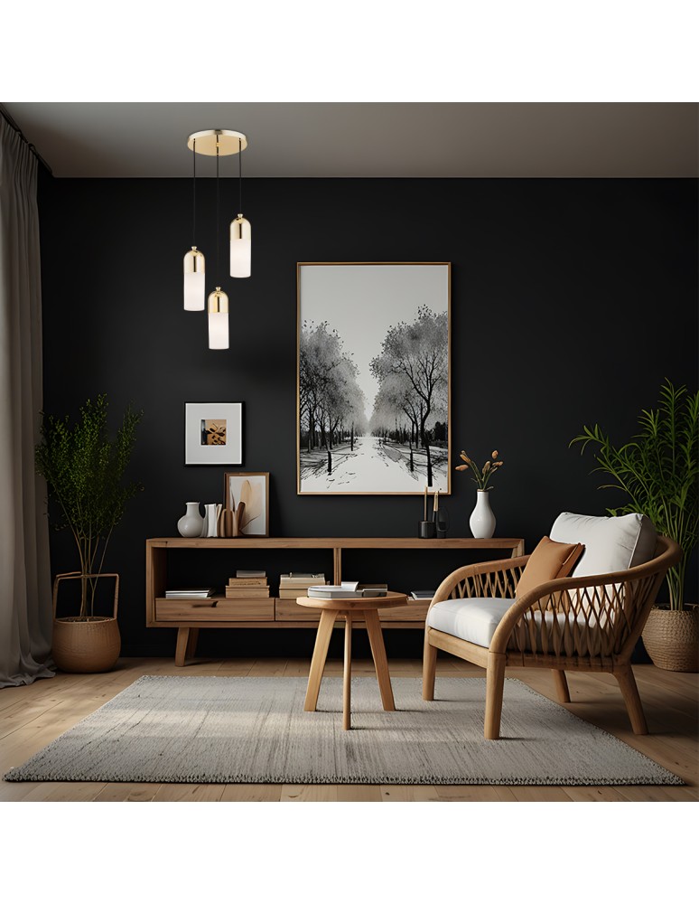 Argon BURGOS lampa wisząca 3 pł. okrągła podsufitka 3x15W (max) opal mat mosiądz 1466 Argon BURGOS lampa wisząca 3 pł. okrągła podsufitka 3x15W (max) opal mat mosiądz 1466