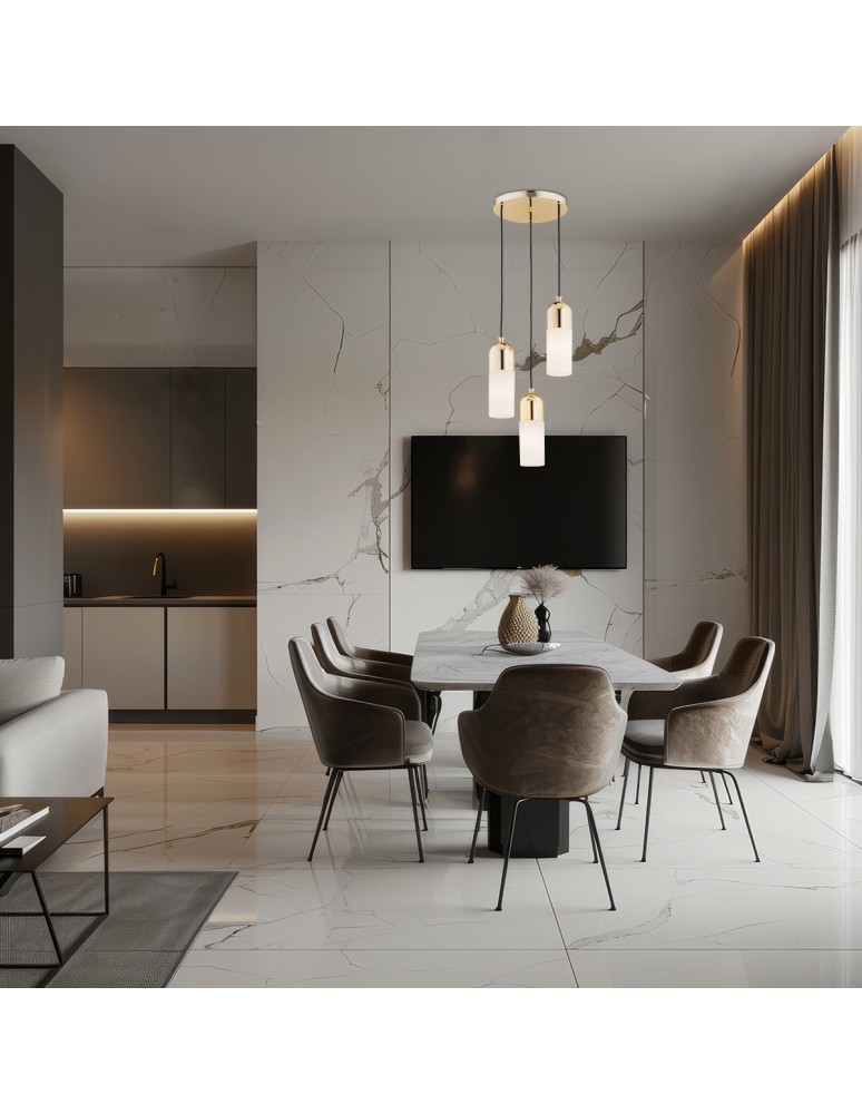 Argon BURGOS lampa wisząca 3 pł. okrągła podsufitka 3x15W (max) opal mat mosiądz 1466 Argon BURGOS lampa wisząca 3 pł. okrągła podsufitka 3x15W (max) opal mat mosiądz 1466