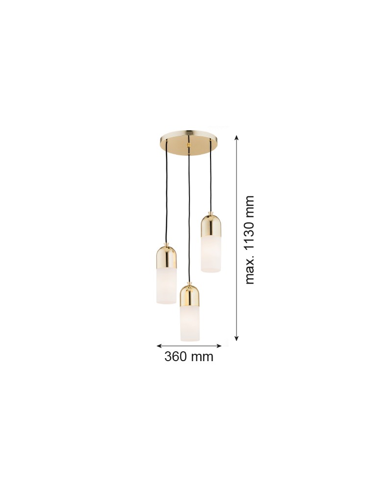 Argon BURGOS lampa wisząca 3 pł. okrągła podsufitka 3x15W (max) opal mat mosiądz 1466 Argon BURGOS lampa wisząca 3 pł. okrągła podsufitka 3x15W (max) opal mat mosiądz 1466