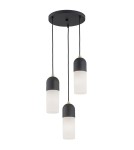 Lampy wiszące potrójne - Argon BURGOS lampa wisząca 3 pł. okrągła podsufitka 3x15W (max) opal mat czarny struktura 1467 - product 1