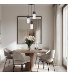 Lampy wiszące potrójne - Argon BURGOS lampa wisząca 3 pł. okrągła podsufitka 3x15W (max) opal mat czarny struktura 1467 - product 2