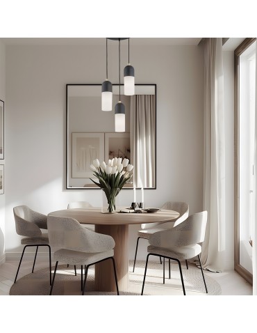 Argon BURGOS lampa wisząca 3 pł. okrągła podsufitka 3x15W (max) opal mat czarny struktura 1467 - produkt 2