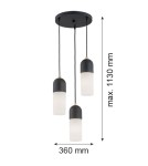 Lampy wiszące potrójne - Argon BURGOS lampa wisząca 3 pł. okrągła podsufitka 3x15W (max) opal mat czarny struktura 1467 - product 3