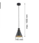 Argon BEVERLY lampa wisząca 1 pł. 1x15W (max) czarny struktura elementy mosiądzowane 4687 Argon BEVERLY lampa wisząca 1 pł. 1x15W (max) czarny struktura elementy mosiądzowane 4687