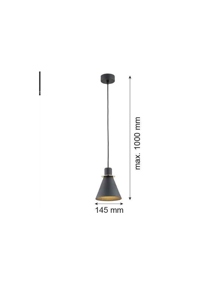 Argon BEVERLY lampa wisząca 1 pł. 1x15W (max) czarny struktura elementy mosiądzowane 4687 Argon BEVERLY lampa wisząca 1 pł. 1x15W (max) czarny struktura elementy mosiądzowane 4687