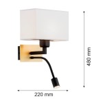 Argon BILL kinkiet 2 pł. 1x15W (max) + 1x4.5W biały mosiądz szczotkowany 1040 Argon BILL kinkiet 2 pł. 1x15W (max) + 1x4.5W biały mosiądz szczotkowany 1040