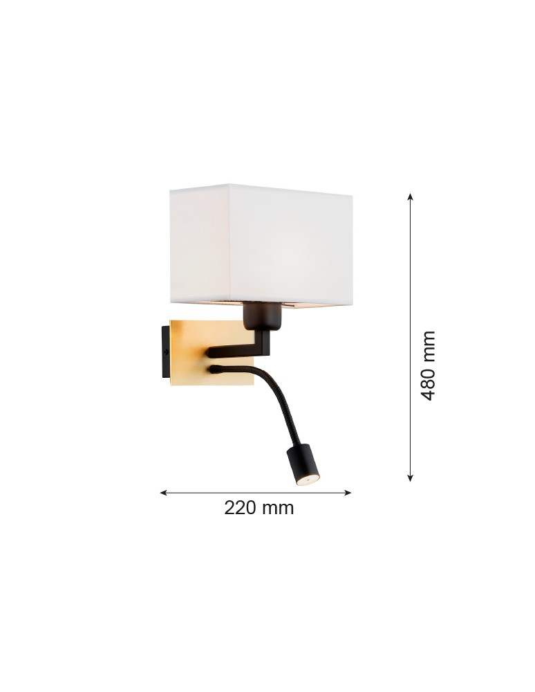 Argon BILL kinkiet 2 pł. 1x15W (max) + 1x4.5W biały mosiądz szczotkowany 1040 Argon BILL kinkiet 2 pł. 1x15W (max) + 1x4.5W biały mosiądz szczotkowany 1040