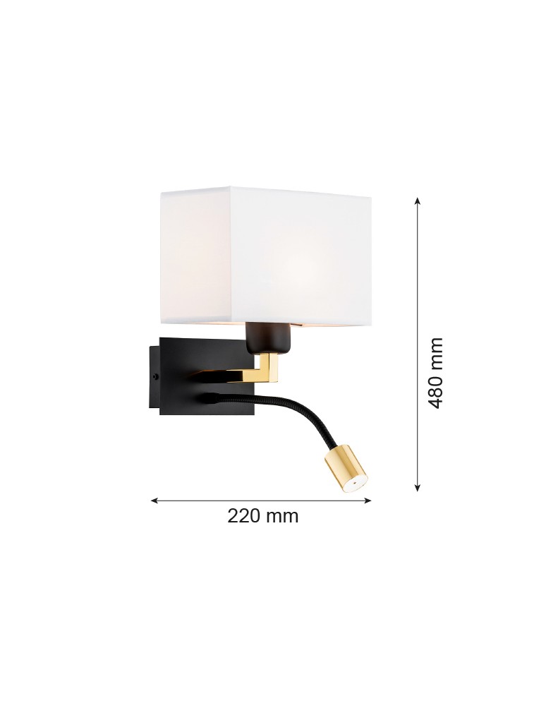 Argon BILL kinkiet 2 pł. 1x15W (max) + 1x4.5W biały czarny mat 1051 Argon BILL kinkiet 2 pł. 1x15W (max) + 1x4.5W biały czarny mat 1051