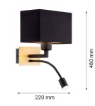 Argon BILL kinkiet 2 pł. 1x15W (max) + 1x4.5W czarny mosiądz szczotkowany 1041 Argon BILL kinkiet 2 pł. 1x15W (max) + 1x4.5W czarny mosiądz szczotkowany 1041