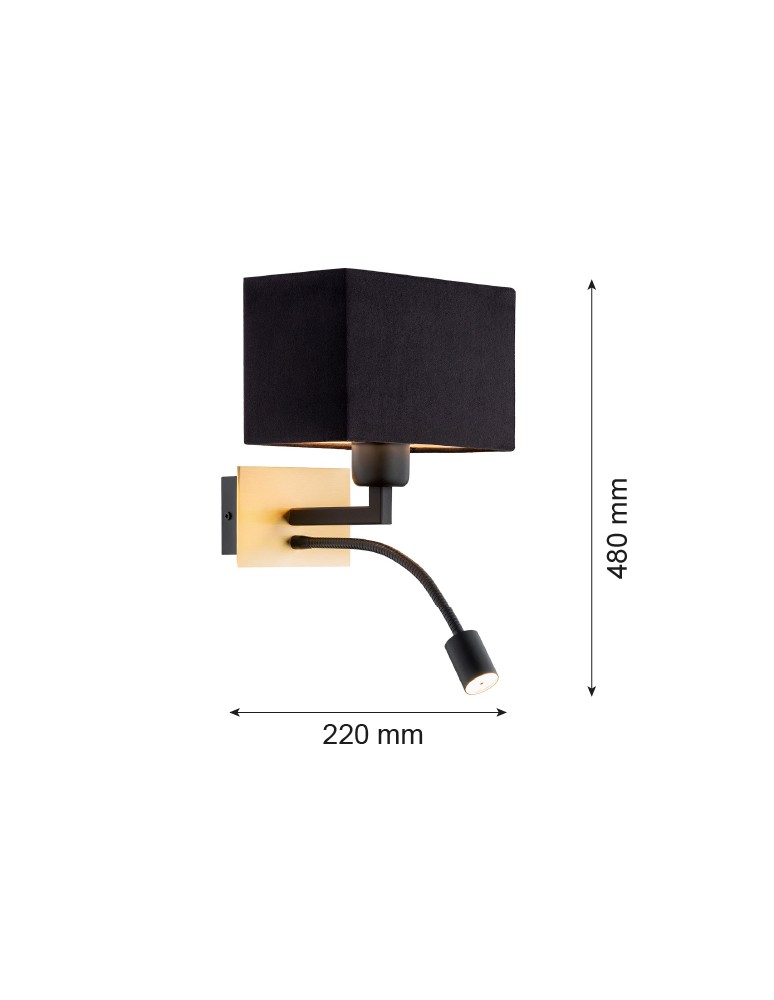 Argon BILL kinkiet 2 pł. 1x15W (max) + 1x4.5W czarny mosiądz szczotkowany 1041 Argon BILL kinkiet 2 pł. 1x15W (max) + 1x4.5W czarny mosiądz szczotkowany 1041