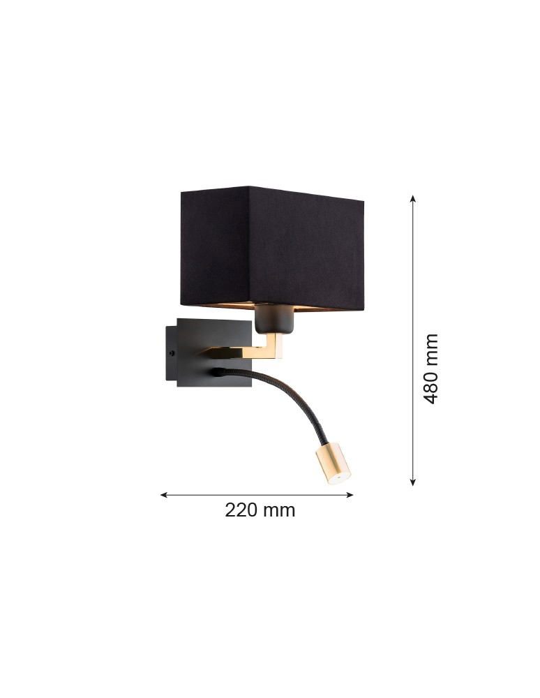 Argon BILL kinkiet 2 pł. 1x15W (max) + 1x4.5W czarny czarny mat 1042 Argon BILL kinkiet 2 pł. 1x15W (max) + 1x4.5W czarny czarny mat 1042