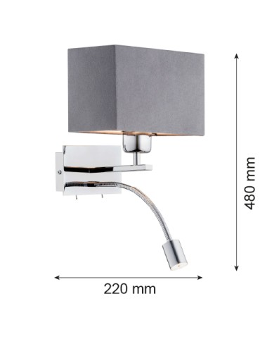 Argon BILL kinkiet 2 pł. 1x15W (max) + 1x4.5W ciemnoszary chrom 1053 - produkt 2