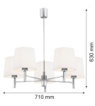 Żyrandole 5 punktowe - Argon BOLZANO PLUS żyrandol 5 pł. 5x15W (max) śmietankowy chrom 2110 - product 3