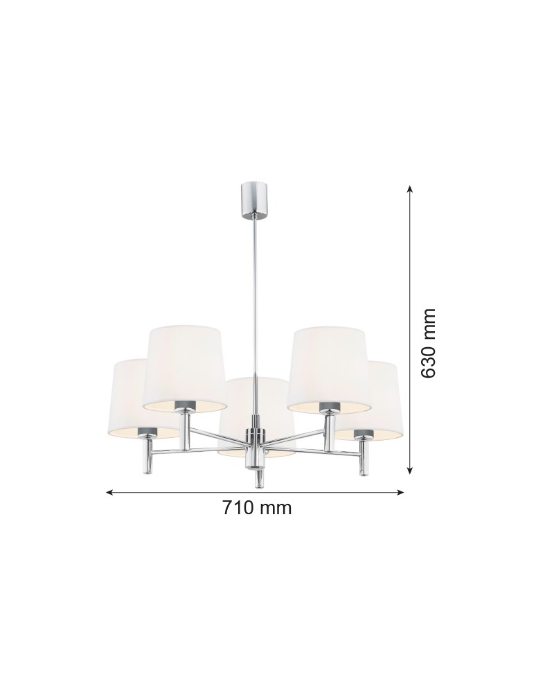Argon BOLZANO PLUS żyrandol 5 pł. 5x15W (max) śmietankowy chrom 2110