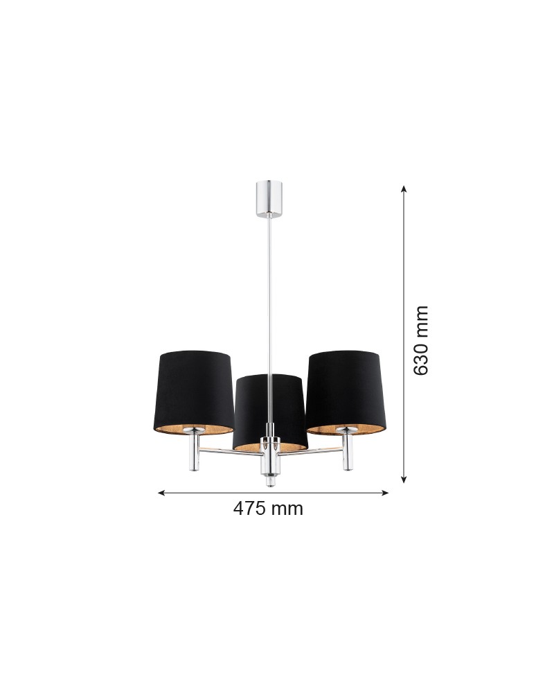 Argon BOLZANO PLUS żyrandol 3 pł. 3x15W (max) czarny chrom 6108