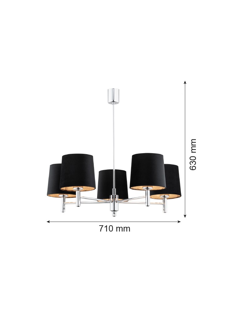 Argon BOLZANO PLUS żyrandol 5 pł. 5x15W (max) czarny chrom 2104 Argon BOLZANO PLUS żyrandol 5 pł. 5x15W (max) czarny chrom 2104