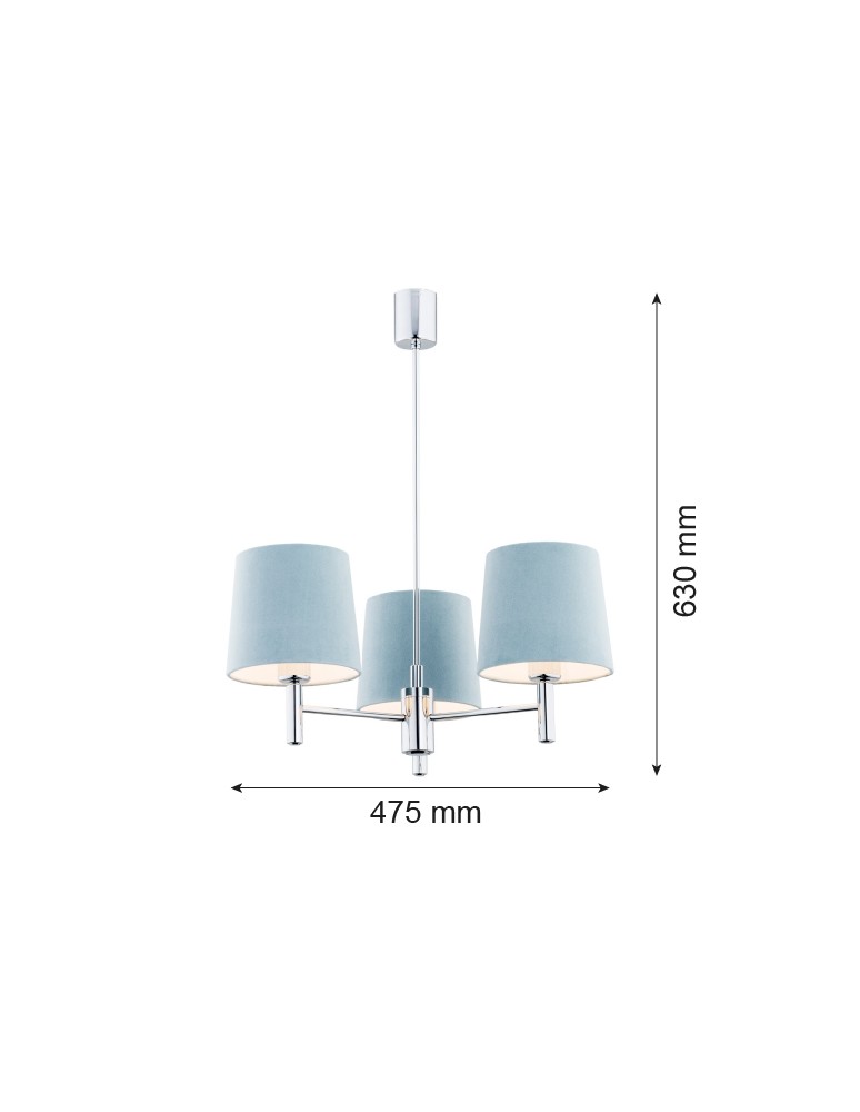 Argon BOLZANO żyrandol 3 pł. 3x15W (max) błękitny chrom 1383 Argon BOLZANO żyrandol 3 pł. 3x15W (max) błękitny chrom 1383