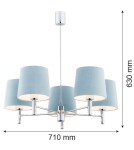 Żyrandole 5 punktowe - Argon BOLZANO żyrandol 5 pł. 5x15W (max) błękitny chrom 2076 - product 2