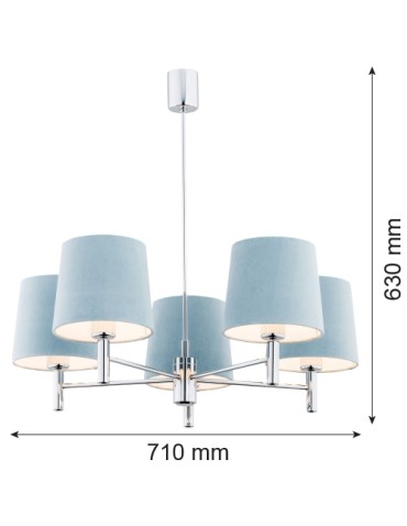 Argon BOLZANO żyrandol 5 pł. 5x15W (max) błękitny chrom 2076 - produkt 2