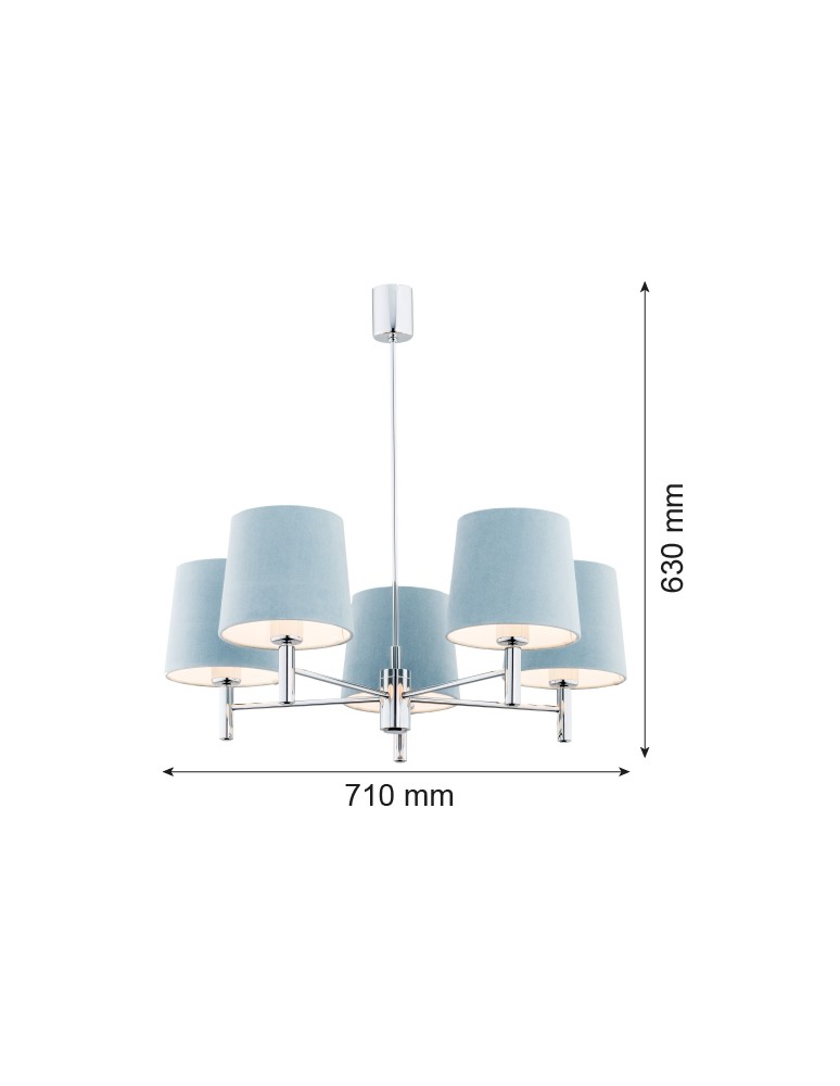 Żyrandole 5 punktowe - Argon BOLZANO żyrandol 5 pł. 5x15W (max) błękitny chrom 2076 - product kolory-swiatla.pl 2