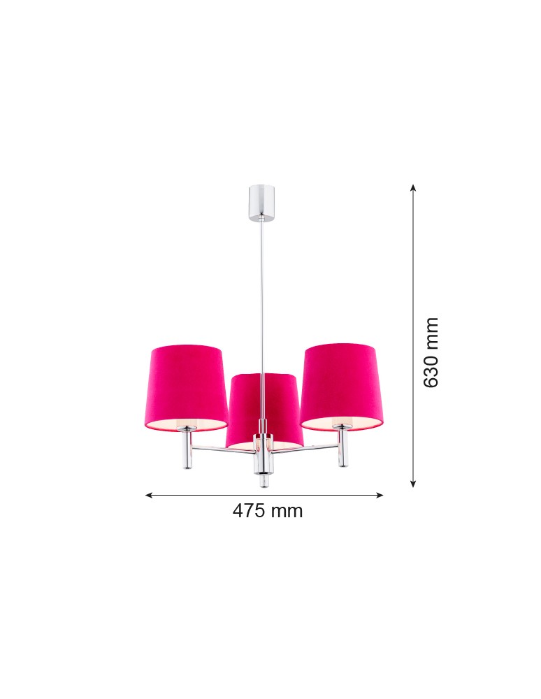 Argon BOLZANO żyrandol 3 pł. 3x15W (max) różowy chrom 1382 Argon BOLZANO żyrandol 3 pł. 3x15W (max) różowy chrom 1382