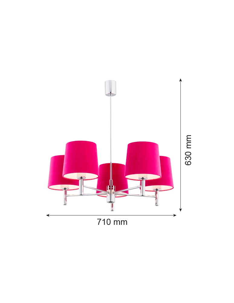 Argon BOLZANO żyrandol 5 pł. 5x15W (max) różowy chrom 2075